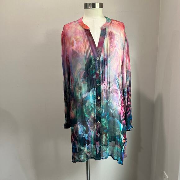 Soft Surroundings Sheer Button Tunic Top Lagen Look Size L - Picture 1 of 7